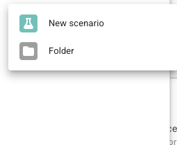 Scenario Add menu with choices for New scenario and Folder