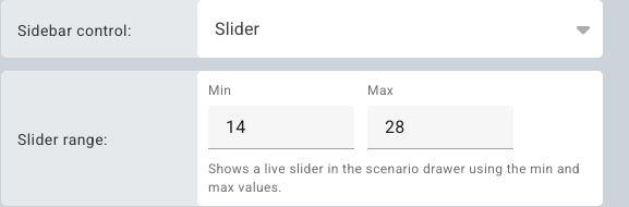 Scenario editor showing a delay slider range from 14 to 28 days